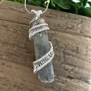 Kyanite Crystal Wire Wrapped Necklace - Handmade 💫